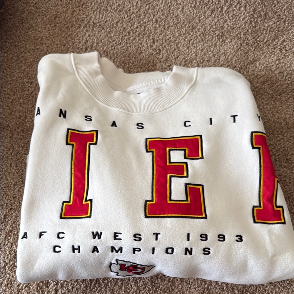 Abercrombie & Fitch White and Red Varsity Sweatshirt